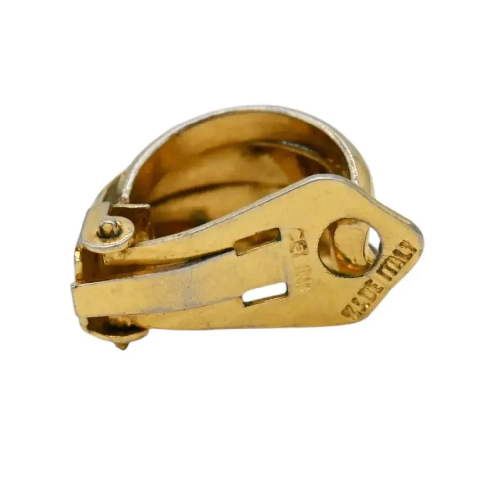 Celine Gold Tone Metal Clip Earrings Vintage - Picture 6 of 7